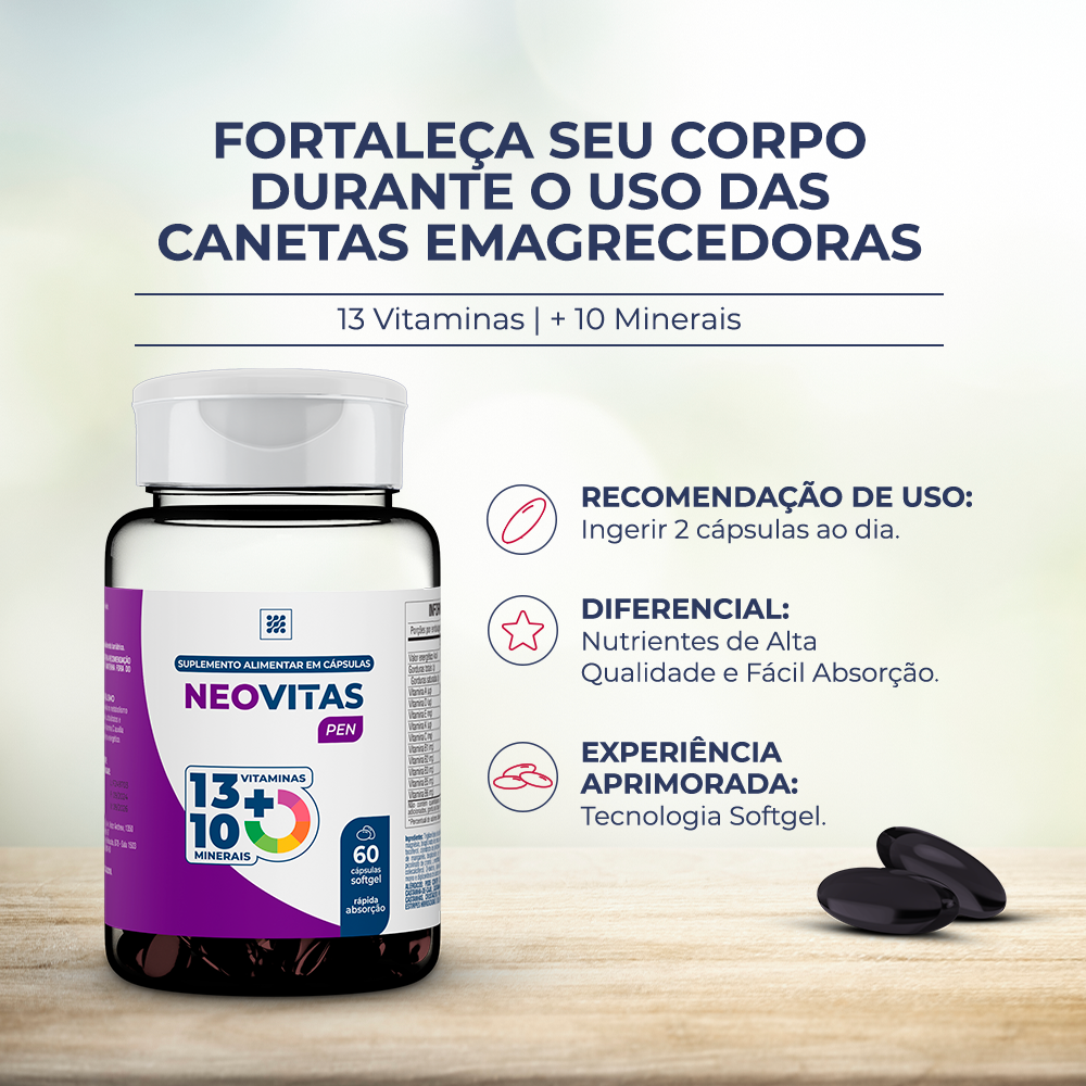 NEOVITAS PEN - Suplemento em CÁPSULAS SOFTGEL