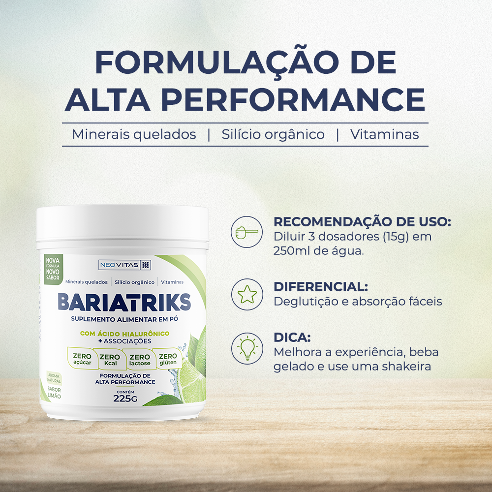 SUPLEMENTO BARIATRIKS LIMÃO POTE 225g