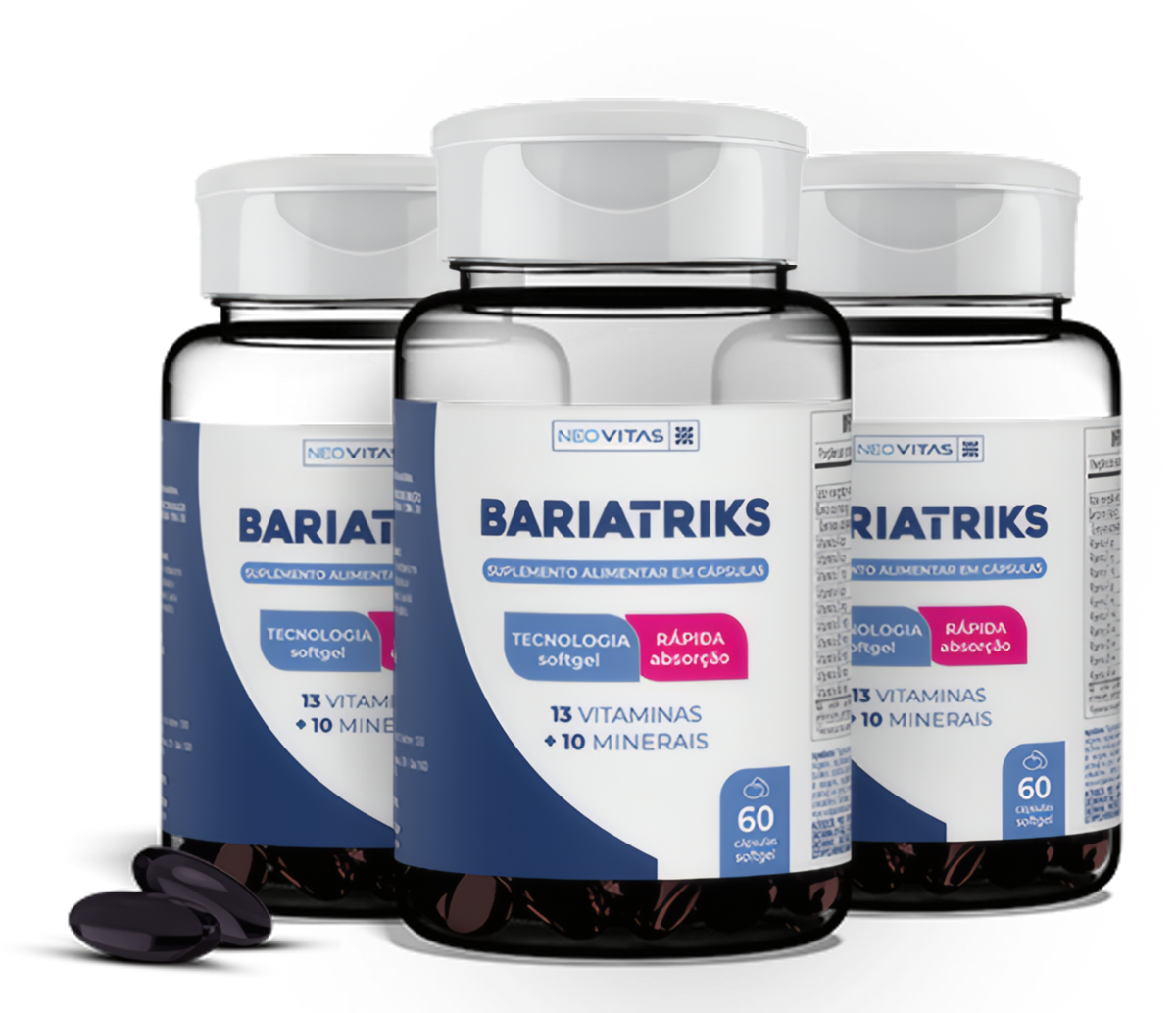 Três potes de Bariatriks Softgel